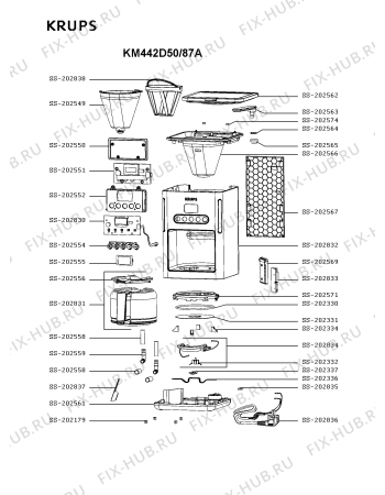 Схема №1 KM442D50/87A с изображением Плата управления для кофеварки (кофемашины) Krups SS-202830