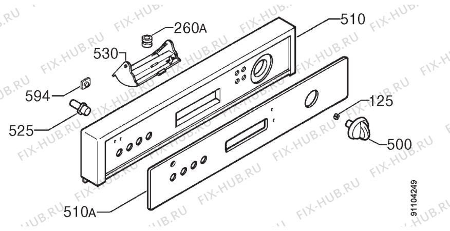 Взрыв-схема посудомоечной машины Faure LVI760X - Схема узла Command panel 037