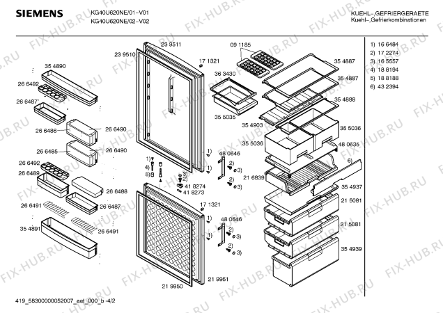 Взрыв-схема холодильника Siemens KG40U620NE - Схема узла 02