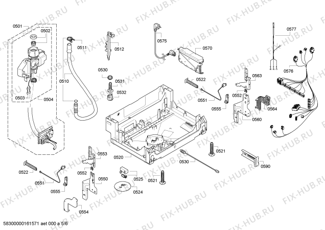 Схема №6 S51T69X6EU с изображением Силовой модуль запрограммированный для посудомойки Bosch 00657162
