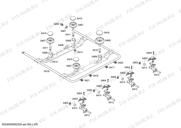 Взрыв-схема плиты (духовки) Continental FSF11K04NF SPAZIO I BCO GN 220V - Схема узла 04