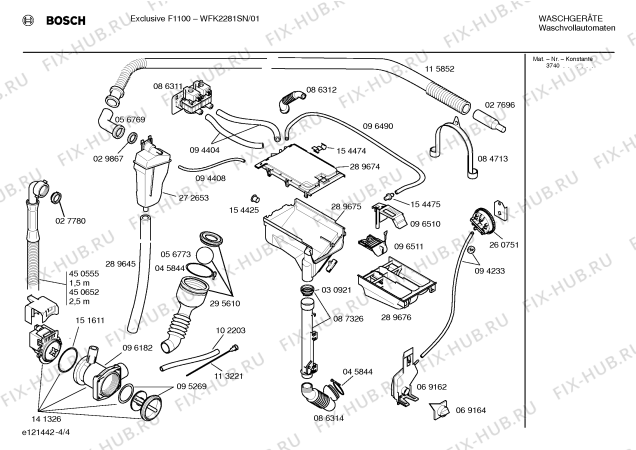 Схема №4 WFK2281SN Exclusiv F1100 с изображением Ручка для стиральной машины Bosch 00264526