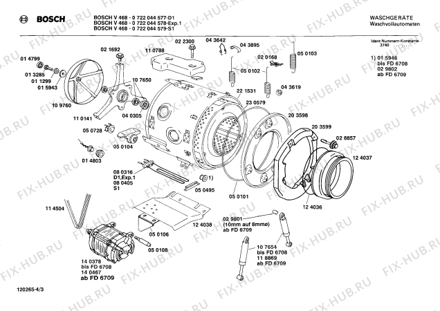 Взрыв-схема стиральной машины Bosch 0722044579 V468 - Схема узла 03