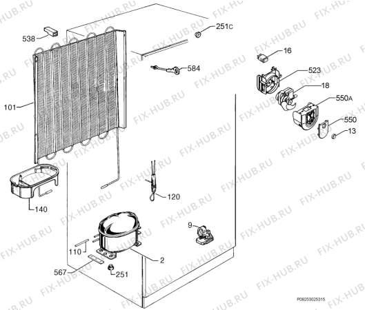 Взрыв-схема холодильника Electrolux ERD175S - Схема узла Cooling system 017