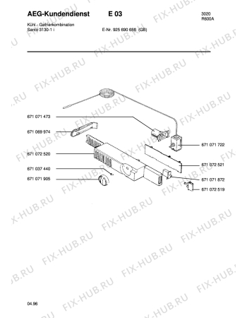 Взрыв-схема холодильника Aeg S3130-1I - Схема узла Refrigerator electrical equipment