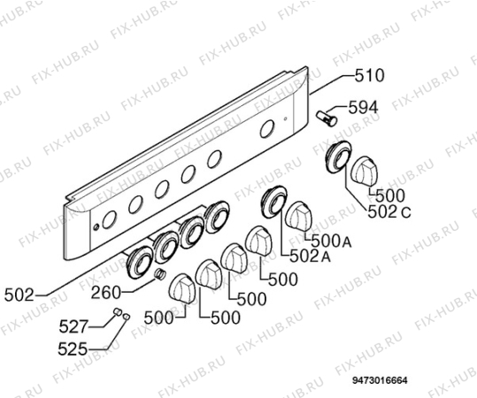 Взрыв-схема плиты (духовки) Rex Electrolux RBP650GSA - Схема узла Command panel 037