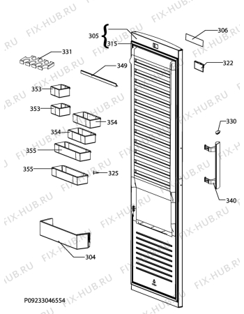 Взрыв-схема холодильника Electrolux ERE3541MFX - Схема узла Door