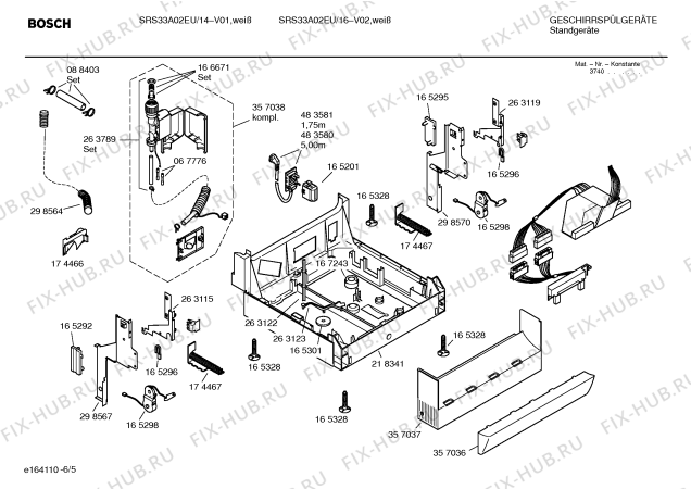 Схема №6 SRS33A02EU с изображением Инструкция по эксплуатации для электропосудомоечной машины Bosch 00582888