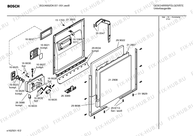 Взрыв-схема посудомоечной машины Bosch SGU4002DK - Схема узла 02