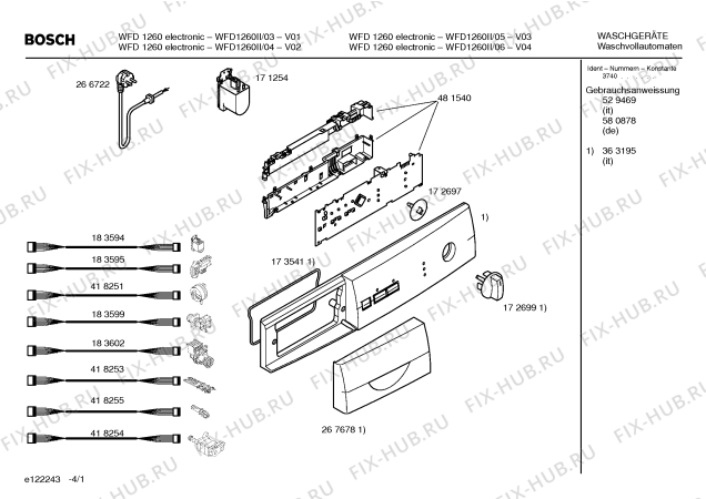 Схема №3 WFD1260II WFD1060 electronic с изображением Инструкция по эксплуатации для стиралки Bosch 00529469
