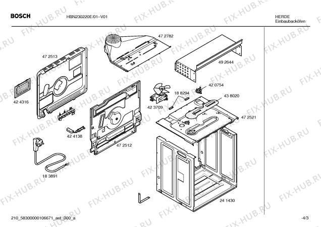 Взрыв-схема плиты (духовки) Bosch HBN230220E Horno bosch indpnd.multf.blanc.reloj ec2 - Схема узла 03