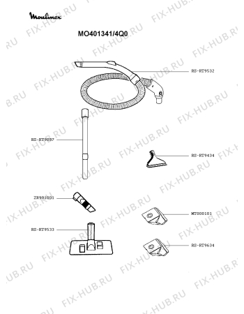 Взрыв-схема пылесоса Moulinex MO401341/4Q0 - Схема узла UP003199.8P2