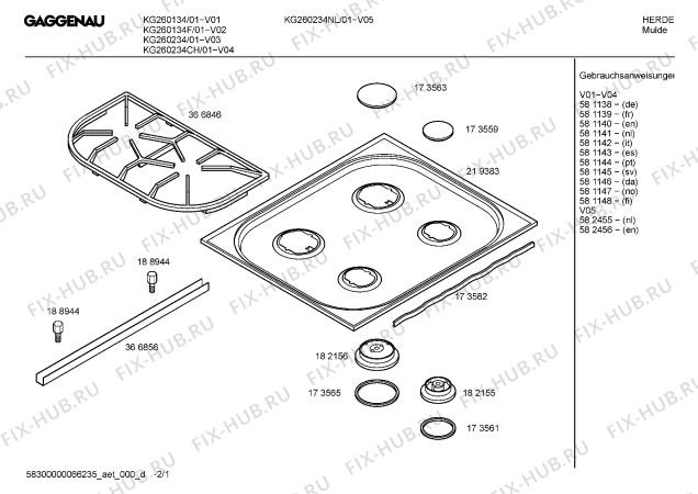 Схема №2 KG260234NL с изображением Инструкция по эксплуатации Gaggenau для духового шкафа Bosch 00581138