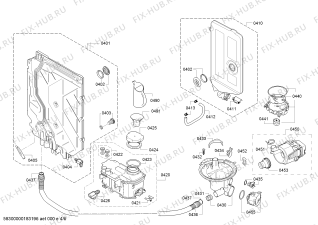 Взрыв-схема посудомоечной машины Bosch SMV58L60EU SilencePlus - Схема узла 04