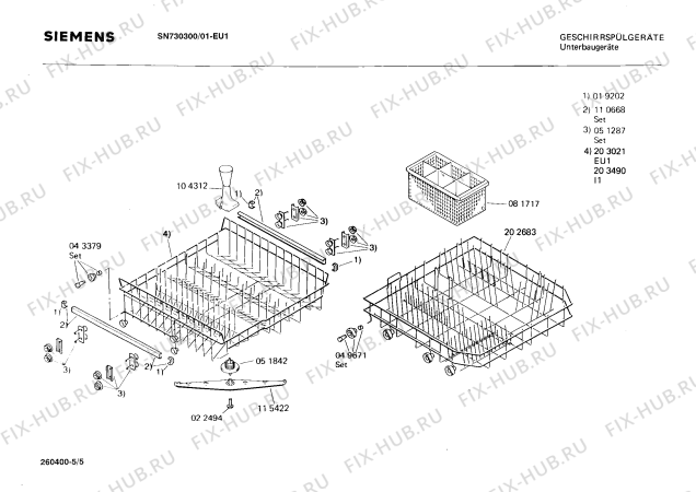 Взрыв-схема посудомоечной машины Siemens SN730300 - Схема узла 05