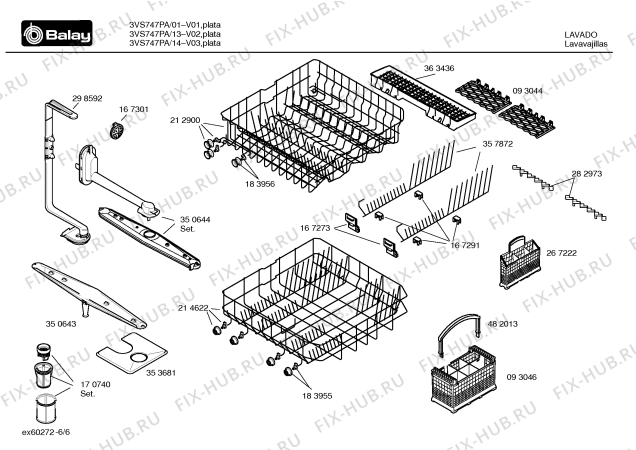Взрыв-схема посудомоечной машины Balay 3VS747PA VS747 - Схема узла 06