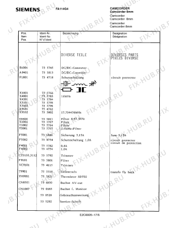 Схема №16 FA114G4 с изображением Инструкция по эксплуатации для видеотехники Siemens 00530528