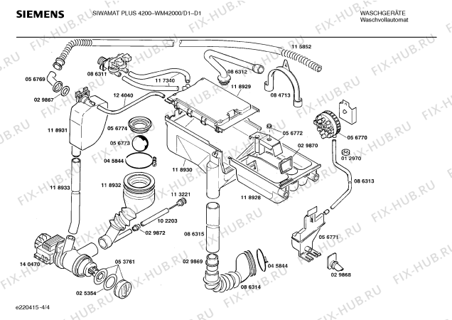 Взрыв-схема стиральной машины Siemens WM42000 SIWAMAT PLUS 4200 - Схема узла 04