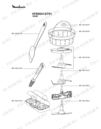 Взрыв-схема кухонного комбайна Moulinex HF800A12/701 - Схема узла BP004911.5P4
