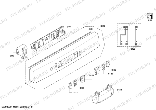 Схема №6 SMS58M12EU с изображением Передняя панель для посудомоечной машины Bosch 00675479