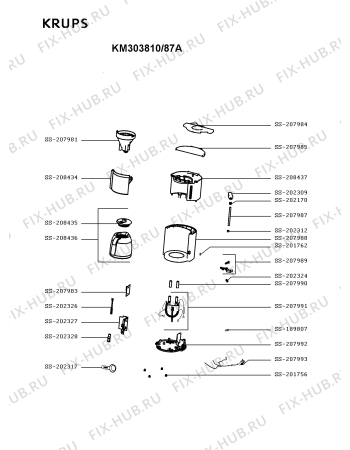 Схема №1 KM303810/87A с изображением Крышечка для кофеварки (кофемашины) Krups SS-208435