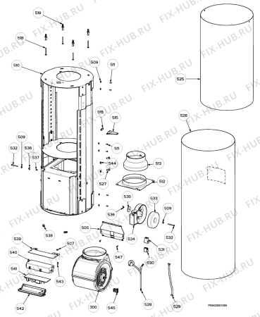 Взрыв-схема вытяжки Electrolux EFC9520X/CH - Схема узла Section 4