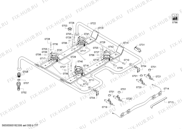 Взрыв-схема плиты (духовки) Bosch HGD745265R - Схема узла 07