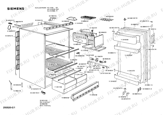 Схема №2 KU1518 с изображением Решетка для холодильника Siemens 00112418