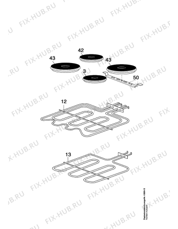 Взрыв-схема плиты (духовки) Arthurmartinelux CE6922N1 - Схема узла Electrical cooking plates