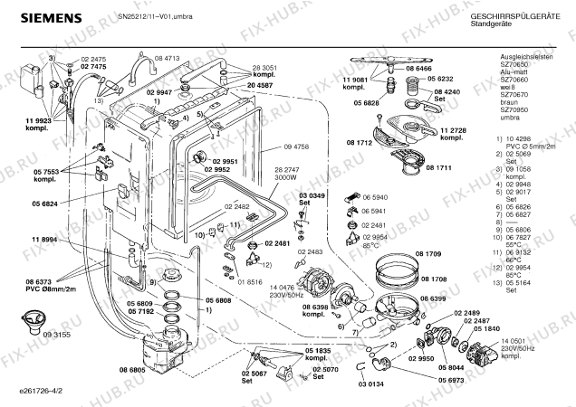 Взрыв-схема посудомоечной машины Siemens SN25212 - Схема узла 02