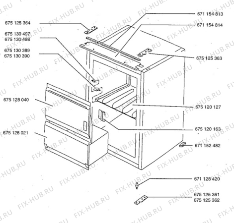 Взрыв-схема холодильника Aeg A0802-4I - Схема узла Cabinet + armatures