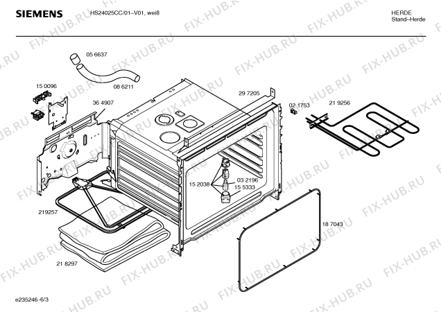 Взрыв-схема плиты (духовки) Siemens HS24025CC - Схема узла 03