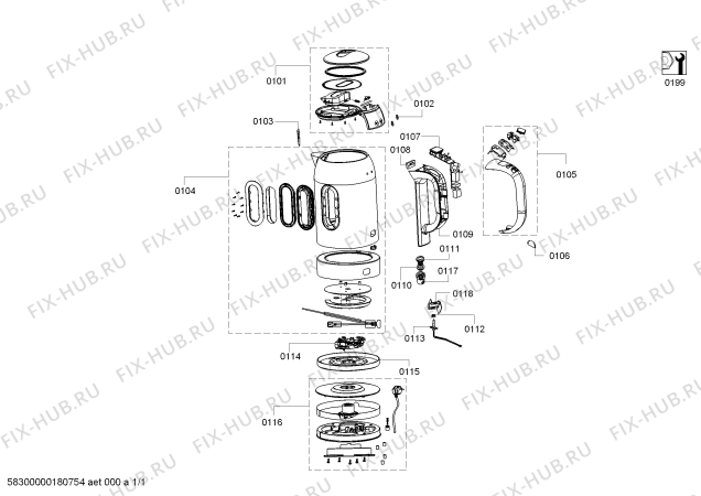 Схема №1 ZCK1174M с изображением Кольцо для чайника (термопота) Zelmer 12002832