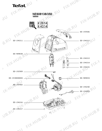 Взрыв-схема мясорубки Tefal NE608138/350 - Схема узла HP004854.5P2