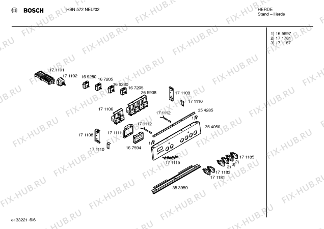 Взрыв-схема плиты (духовки) Bosch HSN572NEU - Схема узла 06