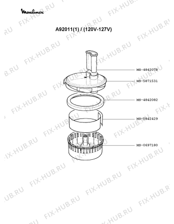 Взрыв-схема кухонного комбайна Moulinex A92011(1) - Схема узла KP000156.8P2