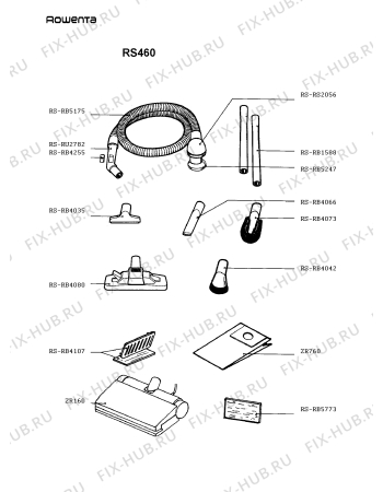 Взрыв-схема пылесоса Rowenta RS460 - Схема узла RS460___.__1