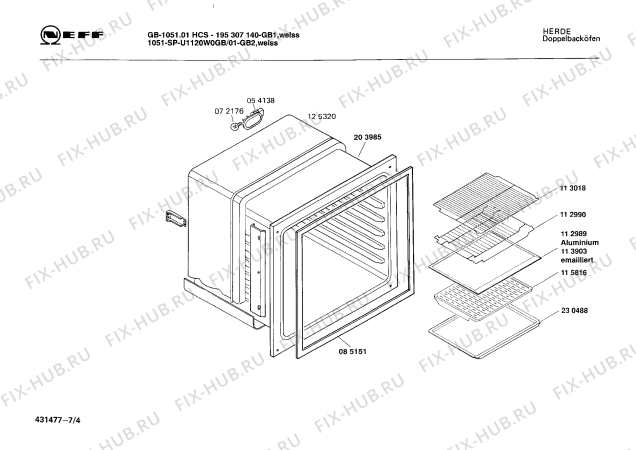 Схема №7 195307139 GB-1051.01HCS с изображением Инструкция по эксплуатации для духового шкафа Bosch 00513653