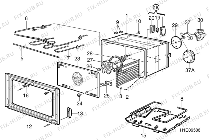 Взрыв-схема комплектующей Elektro Helios SK7268 - Схема узла H10 Main Oven Cavity (large)