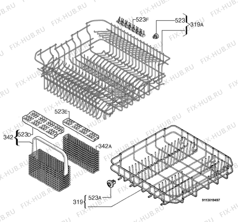Взрыв-схема посудомоечной машины Zanussi DA6343 - Схема узла Basket 160