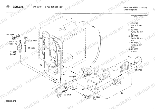 Взрыв-схема посудомоечной машины Bosch 0730301581 SMI6310 - Схема узла 03