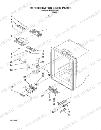 Схема №6 KRFC - 9010  B с изображением Труба для холодильника Whirlpool 482000021597