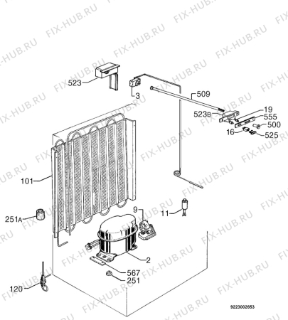 Взрыв-схема холодильника Lloyds 350/089 - Схема узла Cooling system 017