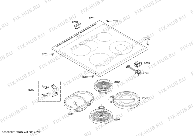 Схема №7 HLN444420V с изображением Панель управления для плиты (духовки) Bosch 00670018