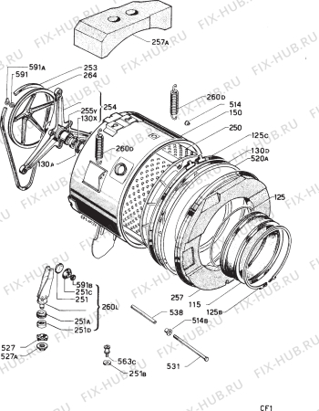 Взрыв-схема стиральной машины Zanussi FL1022W - Схема узла Functional parts 267