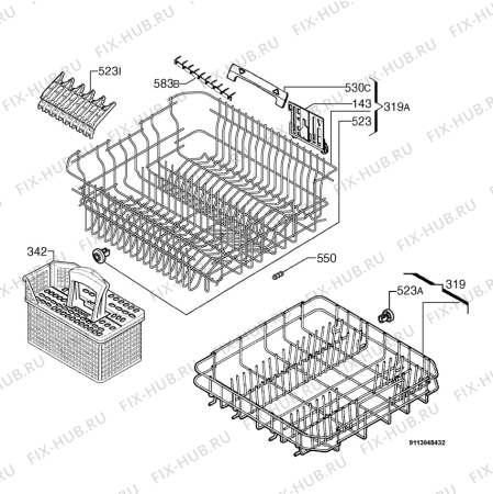 Взрыв-схема посудомоечной машины Atag VA6311AFUU/A02 - Схема узла Basket 160