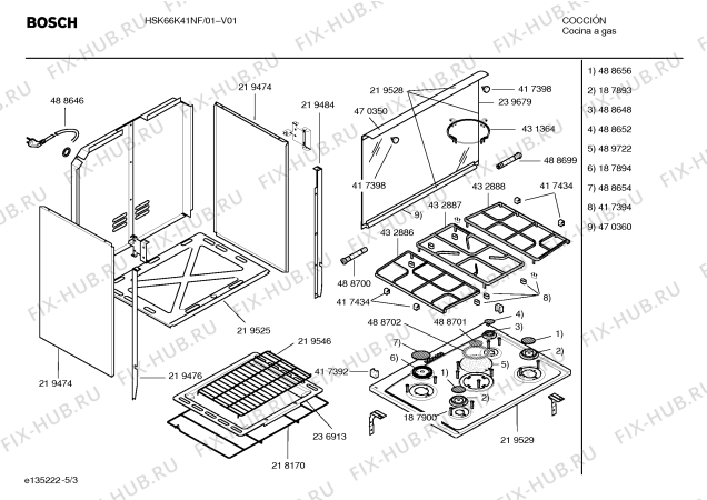 Взрыв-схема плиты (духовки) Bosch HSK66K41NF P3 76 PISO GN CBU - Схема узла 03