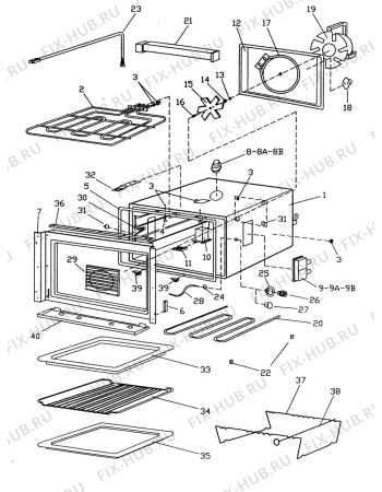 Взрыв-схема плиты (духовки) Husqvarna Electrolux QUE594 - Схема узла H20 Oven primary (large) D