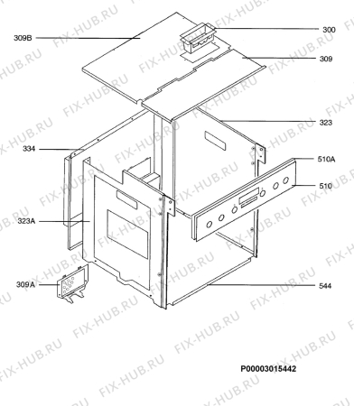 Взрыв-схема плиты (духовки) Aeg Electrolux E59449-6-M - Схема узла Housing 001