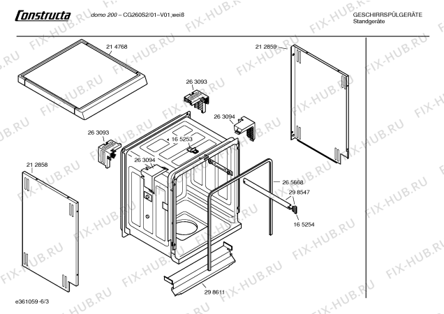 Схема №6 CG260S2 domo 200 с изображением Панель управления для посудомойки Bosch 00354269